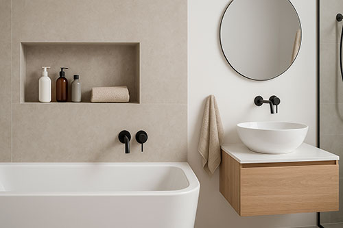 Salle de bain avec niche murale