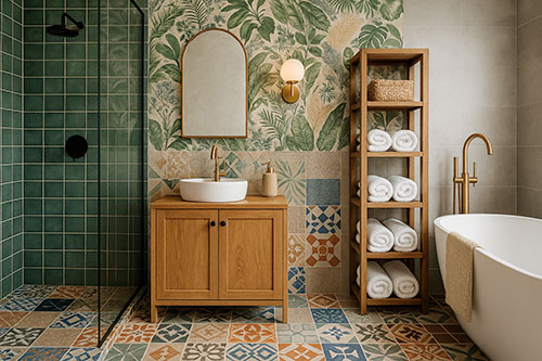 decoration salle de bain style mix match